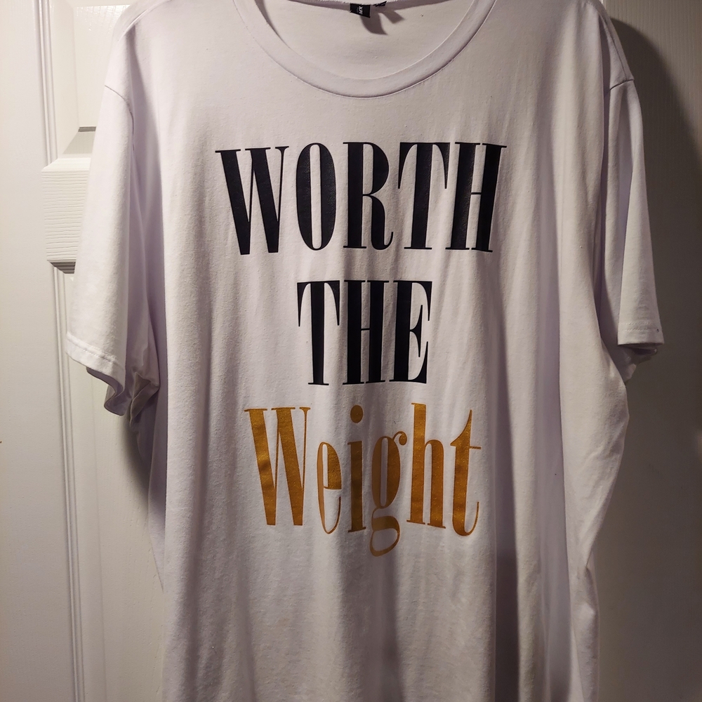 White Graphic Tee with Gold Accents